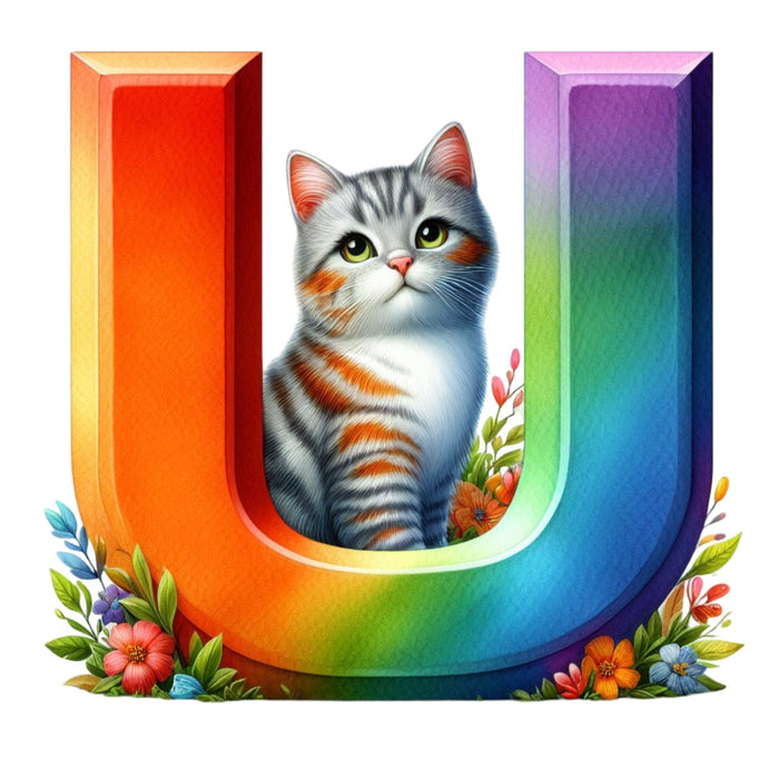 Cute Cats Letter U Fabric Panel