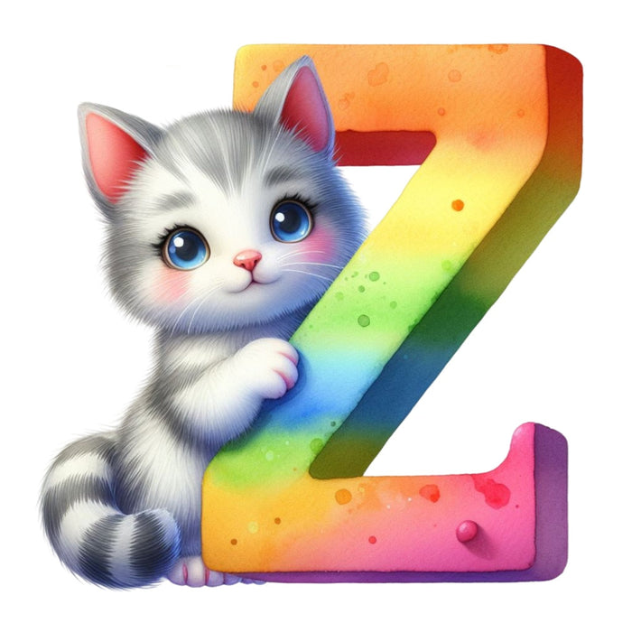 Cute Cats Letter Z Fabric Panel
