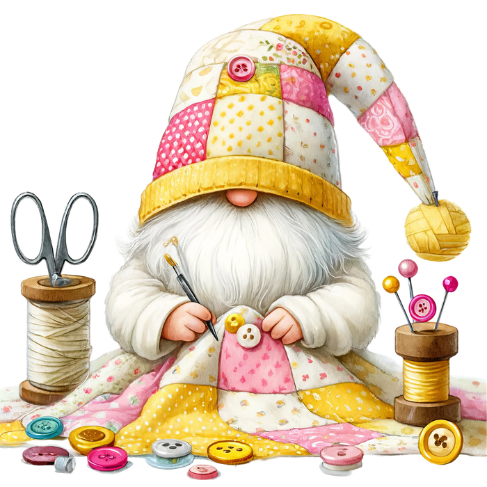 Cute Sewing Gnomes Fabric Panel 19
