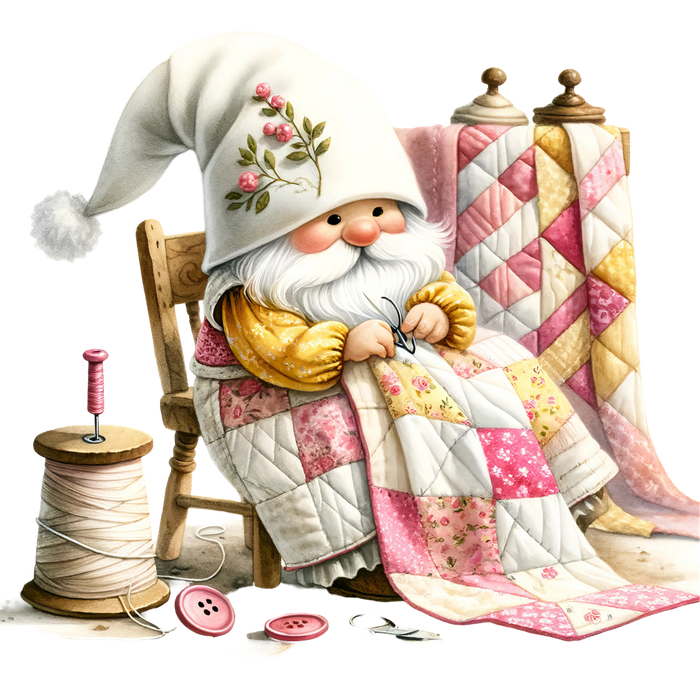 Cute Sewing Gnomes Fabric Panel 22