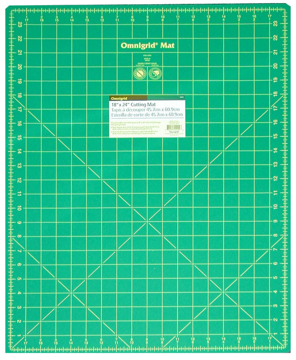 Cutting Mat Omnigrid Green with Yellow Grid 18in x 24in
