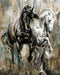 NC Horse Panel Brown Multi 34in x 43in - Shadow & Light - DP29218-34