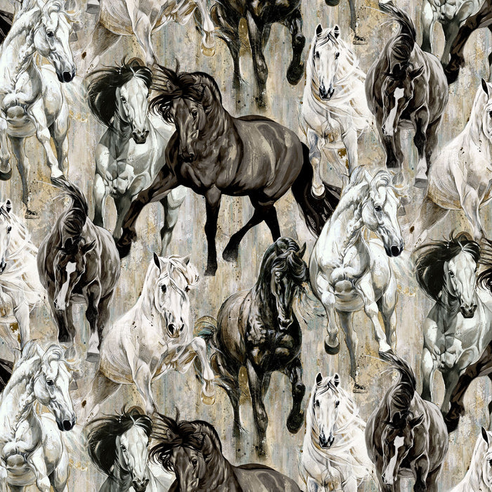 NC Horses Lt Brown Multi 44in Wide - Shadow & Light - DP29221-32