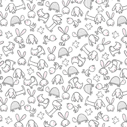 Doodle Baby Flannel - So Loved Animal Toss - White