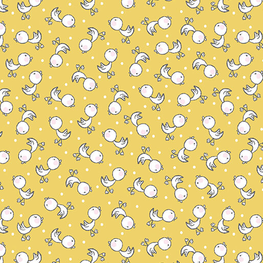 Doodle Baby Flannel - Ducky Love - Yellow