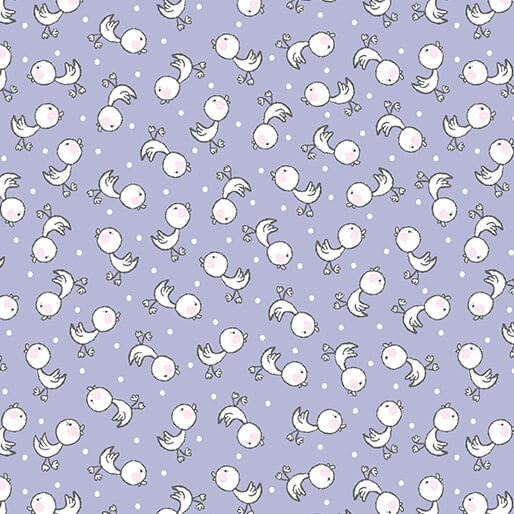 Doodle Baby Flannel - Ducky Love - Purple