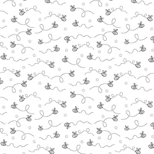 Doodle Baby Flannel - Baby Bee - White