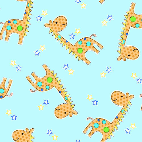 Comfy Flannel - Tossed Giraffes - Aqua