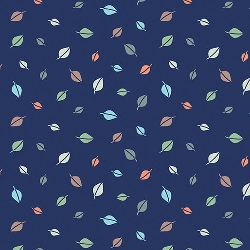 Cozy Forest Comfort Flannel - Forest Leaves - Navy