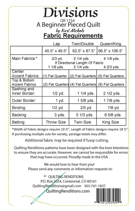 Divisions Downloadable Pattern