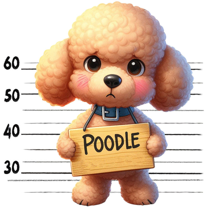 Doggie Mugshots Poodle Fabric Panel