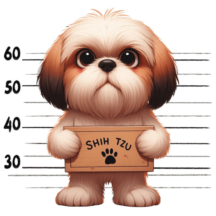 Doggie Mugshots Shih Tzu Fabric Panel
