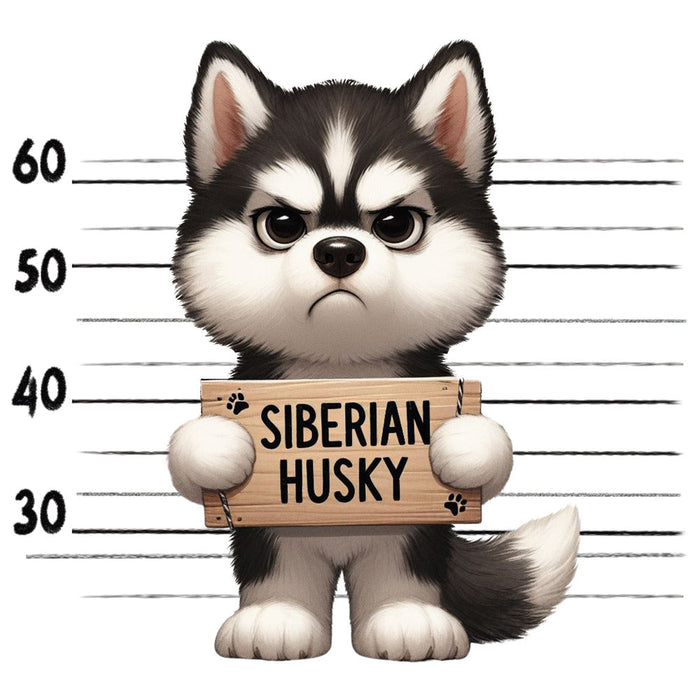 Doggie Mugshots Siberian Husky Fabric Panel