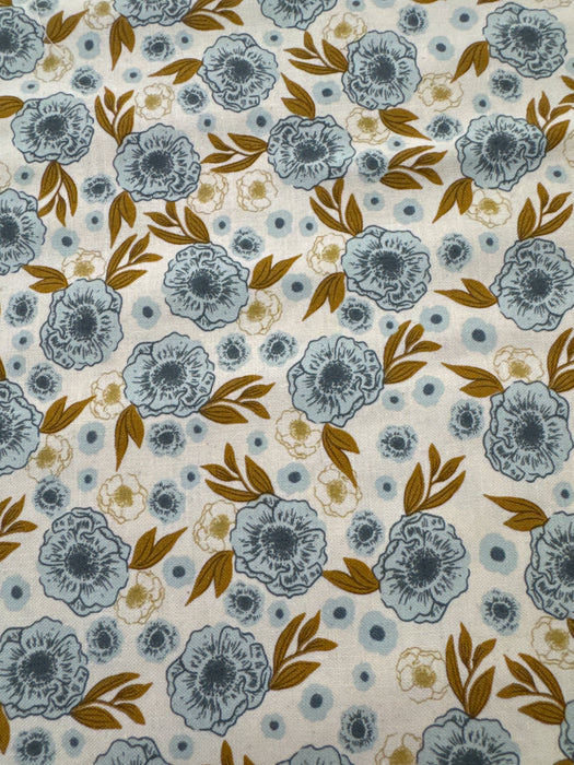 MO Slow Stroll Blue Dahlias on White