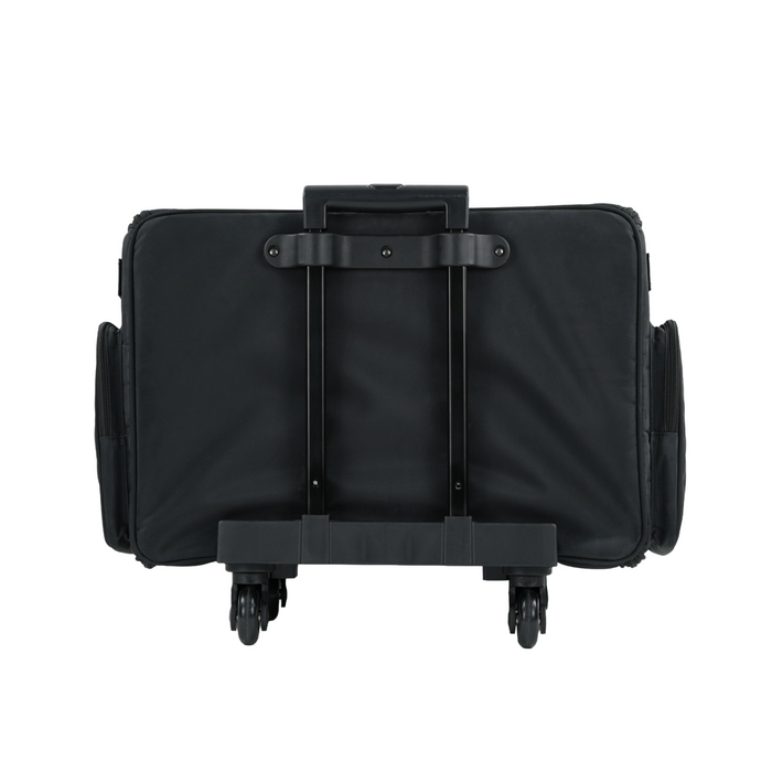 XL 4 Wheel Collapsible Deluxe Rolling Sewing Machine Storage Case, Black Quilted