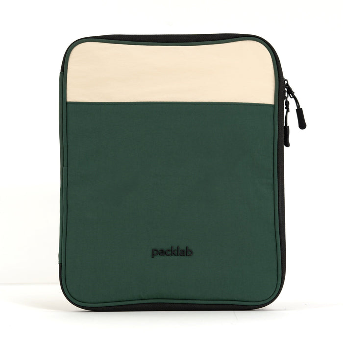 packlab Cream & Green iPad Sleeve Case – Slim Protective Tablet Case for iPad 10th Generation, iPad 11th Generation & iPad Air 11 Inch – Padded Zippered Tablet Sleeve with Organizer