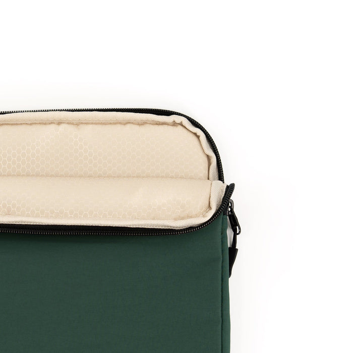 packlab Cream and Green Laptop Sleeve with Front Pocket – Slim Padded 14 Inch Laptop Case – Minimal Computer Sleeve for Work, Travel & Everyday Carry