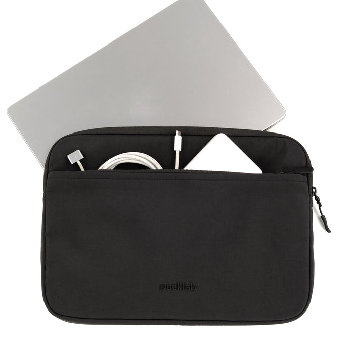 packlab Black Laptop Sleeve with Front Pocket – Slim Padded Laptop Case for 14 Inch Laptops – Minimal Computer Sleeve for Work, Travel & Everyday Carry