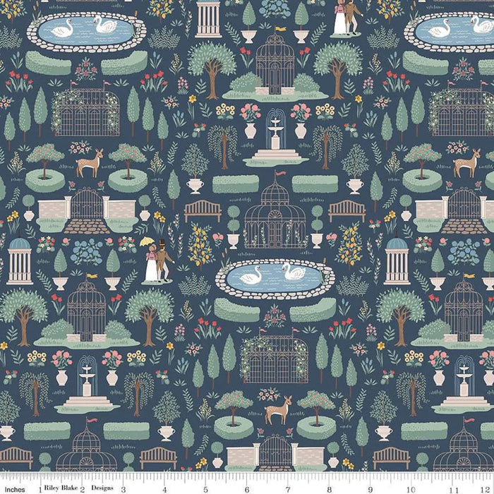 Emma Highbury Navy 43"/44" Fabric Per Yard
