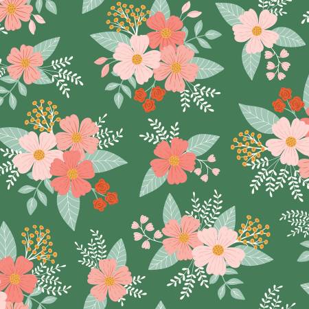 RB Meadow Moments Floral Flannel Green