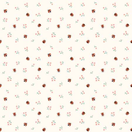 RB Meadow Moments Ladybugs Flannel Cream