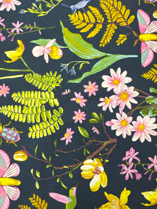 WD Moths, Orchids and Hummingbirds, Oh My! Black Navy