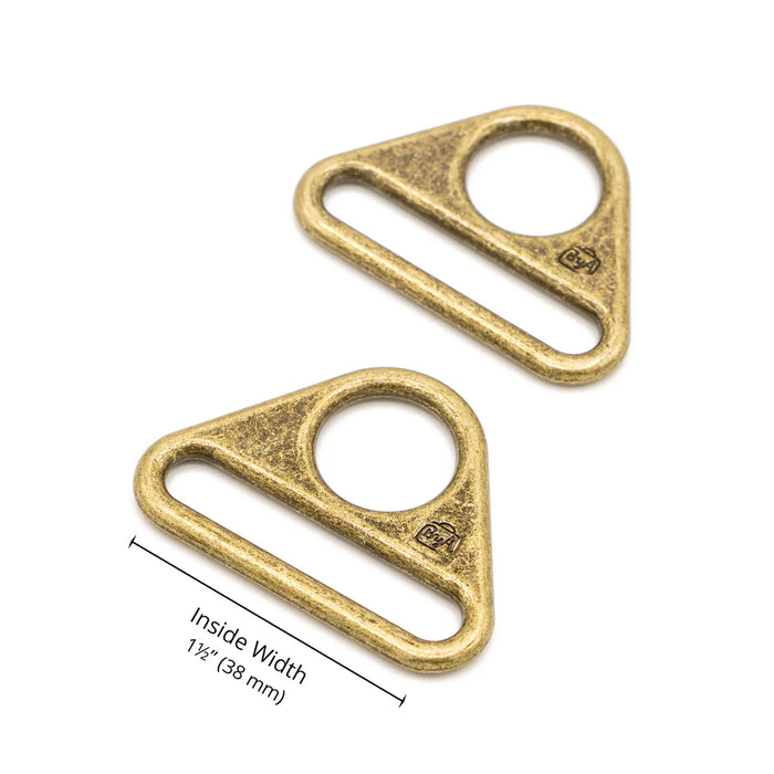 byAnnie Triangle Ring Flat 1-1/2in Antique Brass Set of Two