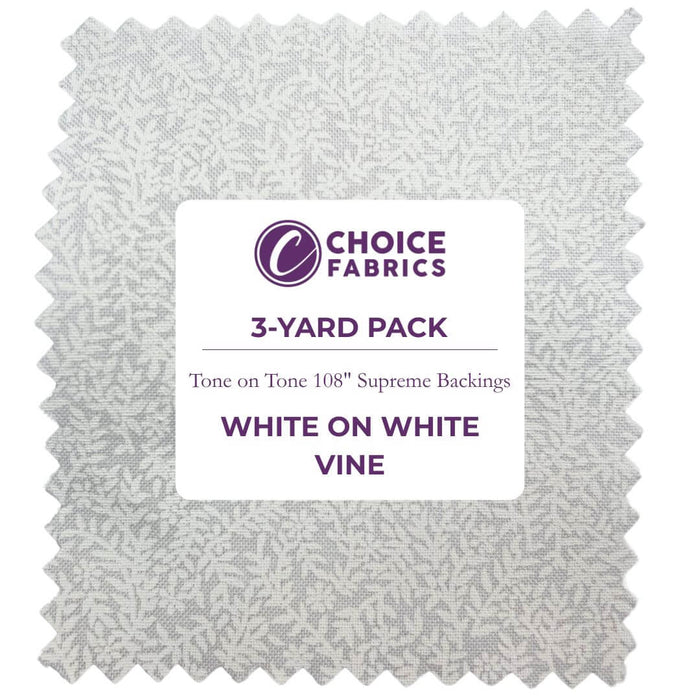 3-Yard Pack - Tone on Tone 108" Supreme Backings - White on White Vines