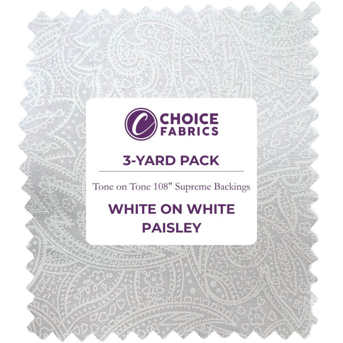 3-Yard Pack - Tone on Tone 108" Supreme Backings - White on White Paisley