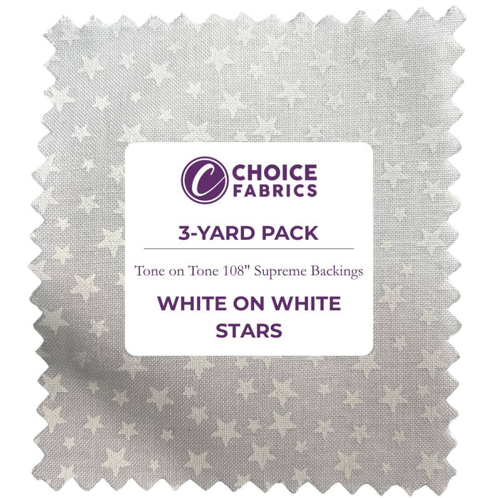 3-Yard Pack - Tone on Tone 108" Supreme Backings - White on White Stars