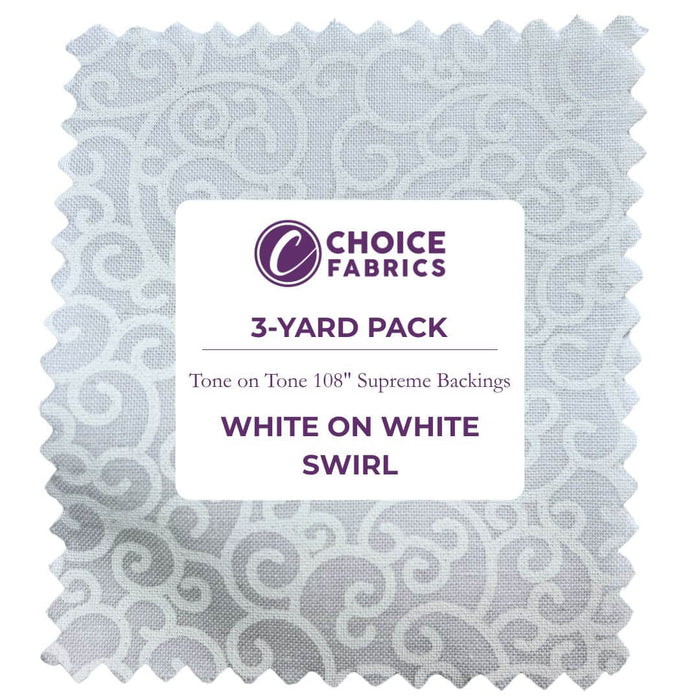 3-Yard Pack - Tone on Tone 108" Supreme Backings - White on White Swirls