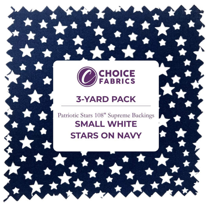 3-Yard Pack - Patriotic Stars 108" Supreme Backings - White Stars on Navy