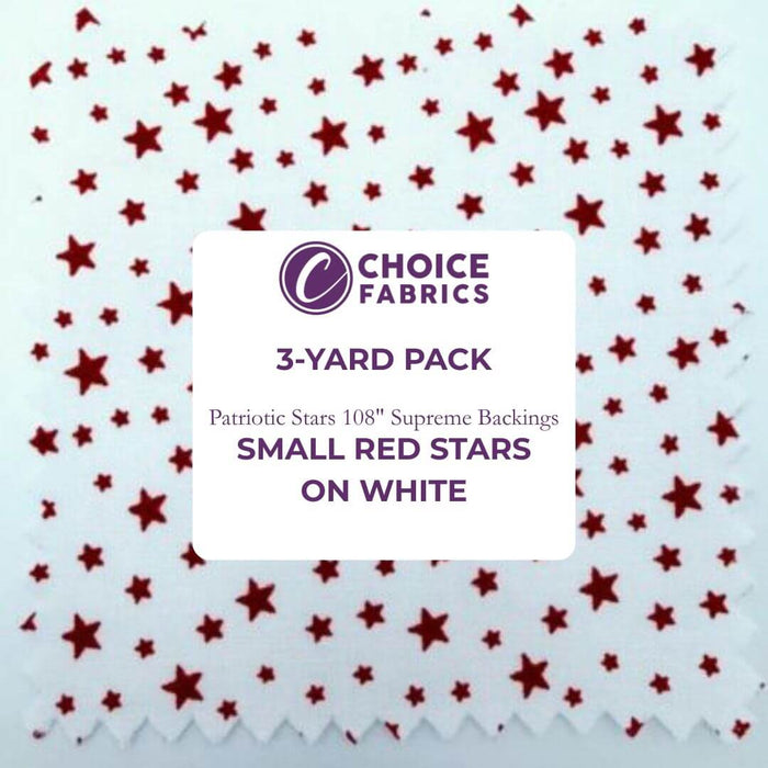 3-Yard Pack - Patriotic Stars 108" Supreme Backings - Red Stars on White