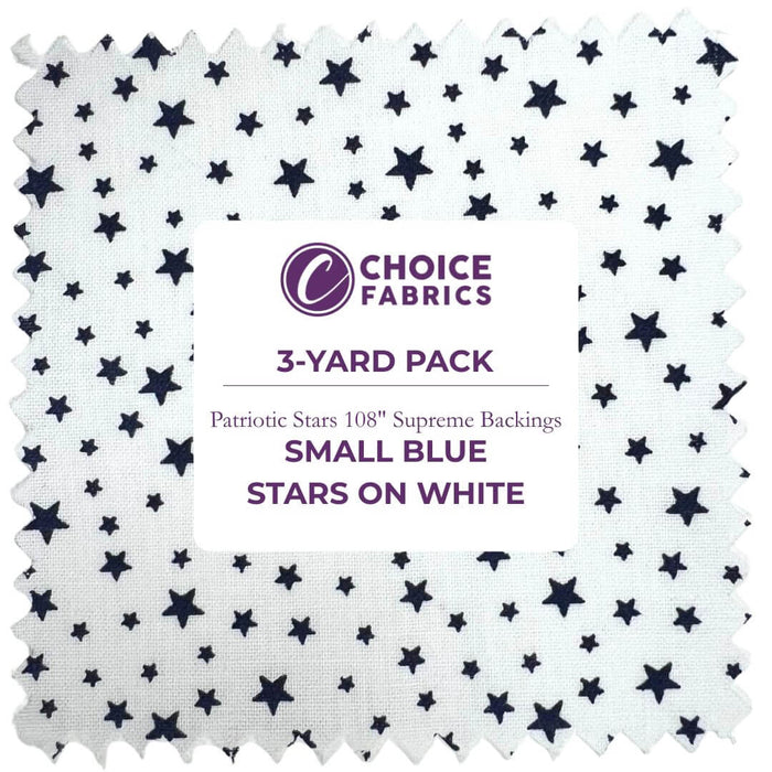 3-Yard Pack - Patriotic Stars 108" Supreme Backings - Navy Stars on White