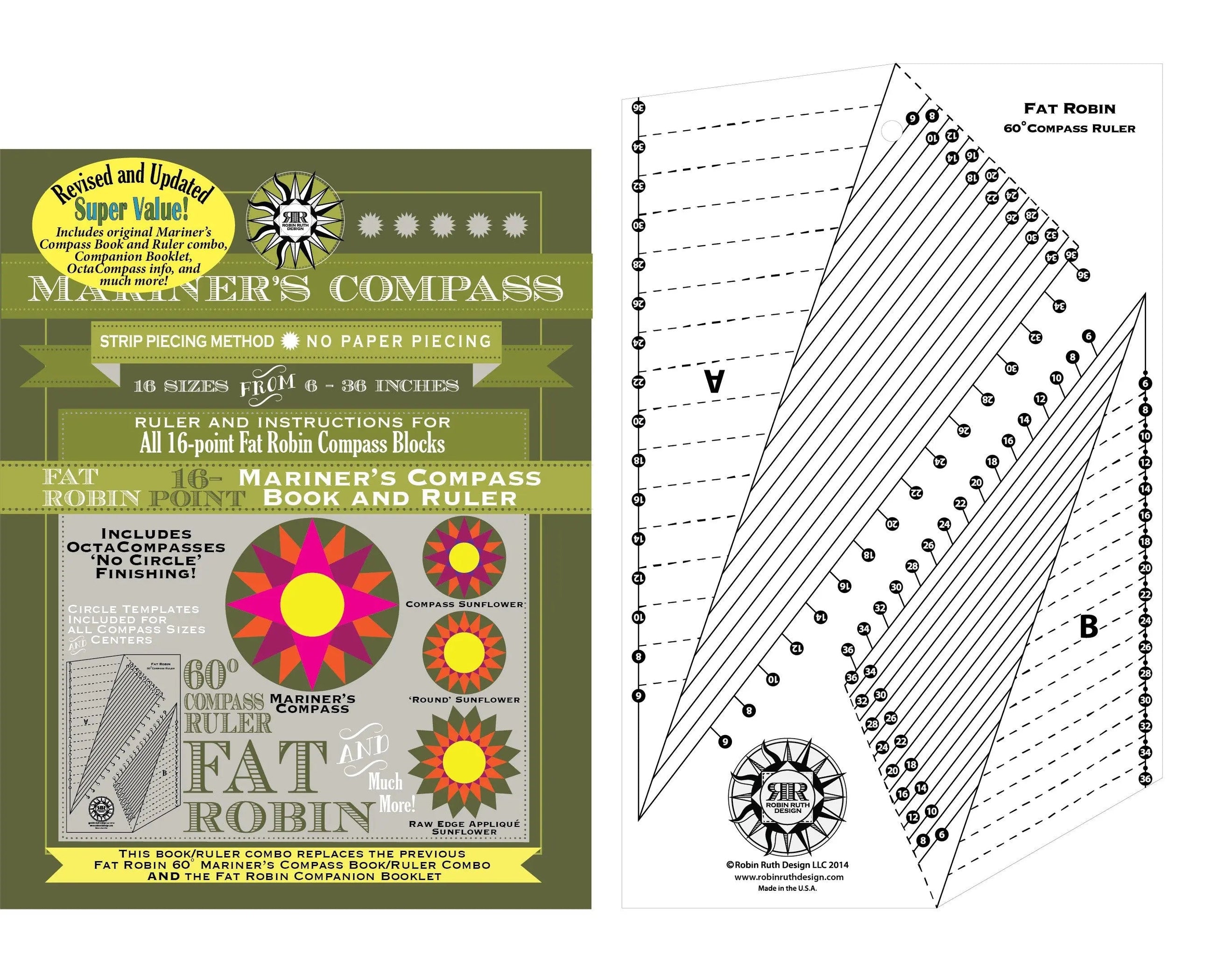 Fat Robin 16 Point Mariner's Compass Book and Ruler Combo — High ...