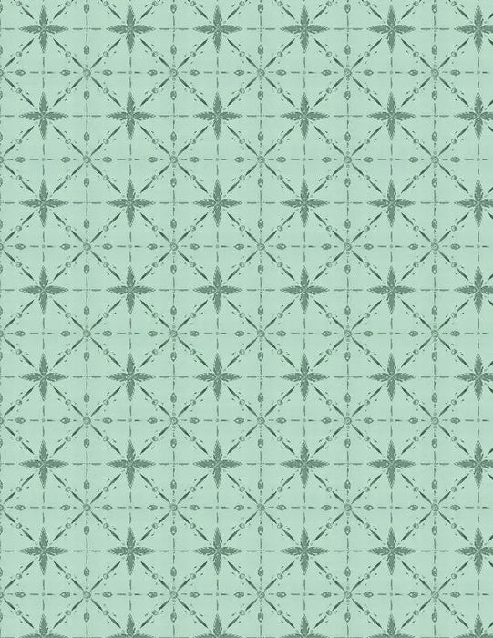 Floralscape - Star Grid Teal Cotton 44"/45" Fabric Per Yard