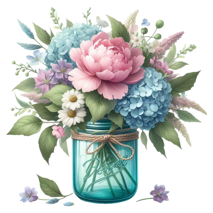 Flowers in a Jar Fabric Panel 18
