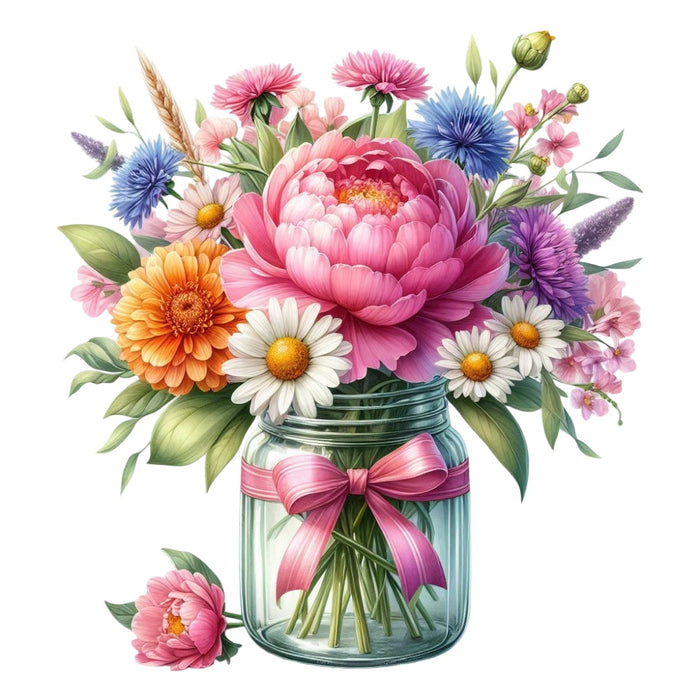 Flowers in a Jar Fabric Panel 1