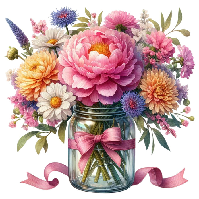 Flowers in a Jar Fabric Panel 2