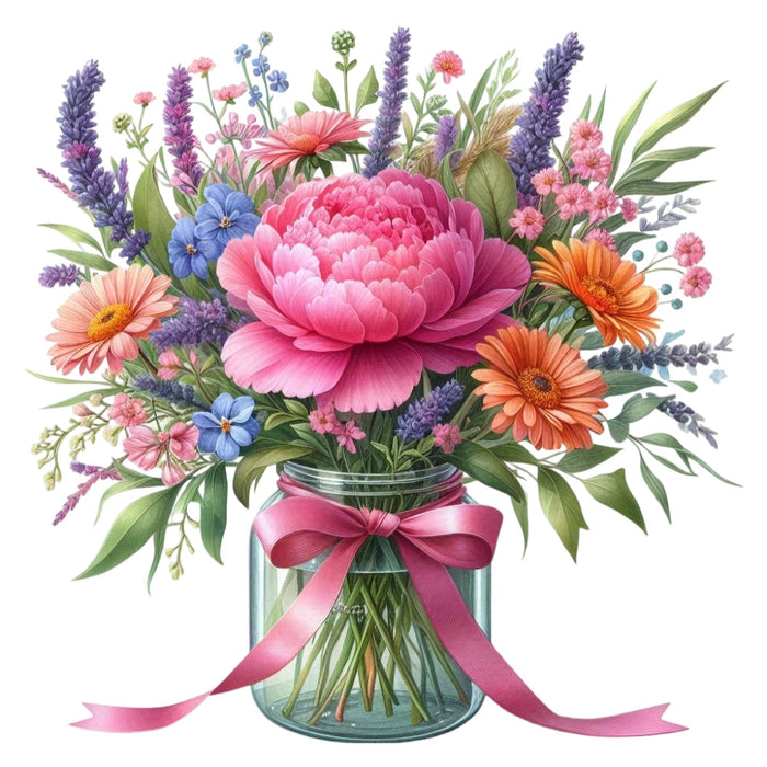 Flowers in a Jar Fabric Panel 4