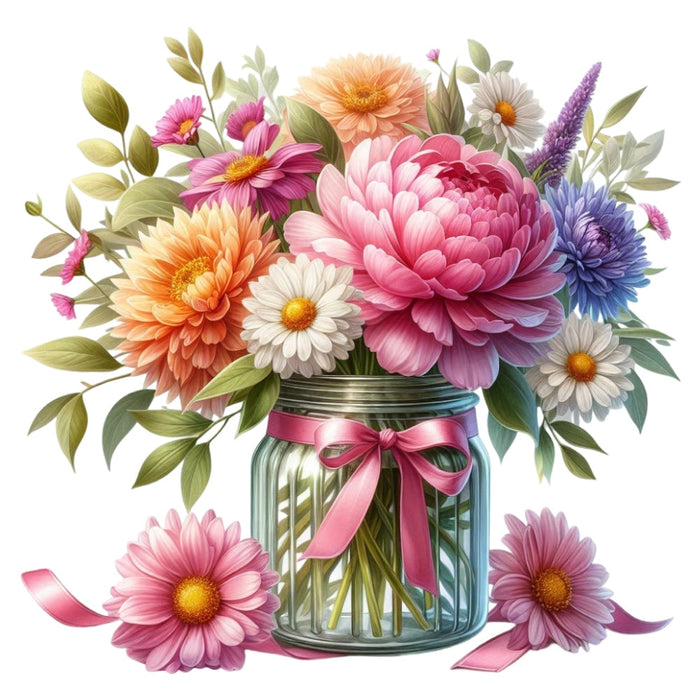 Flowers in a Jar Fabric Panel 9