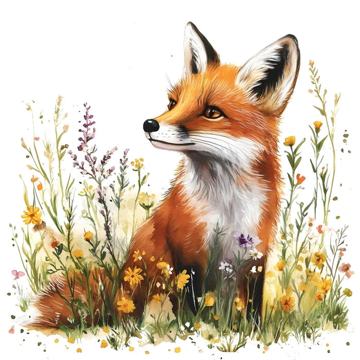 Foxes in Wildflowers Fabric Panel 1