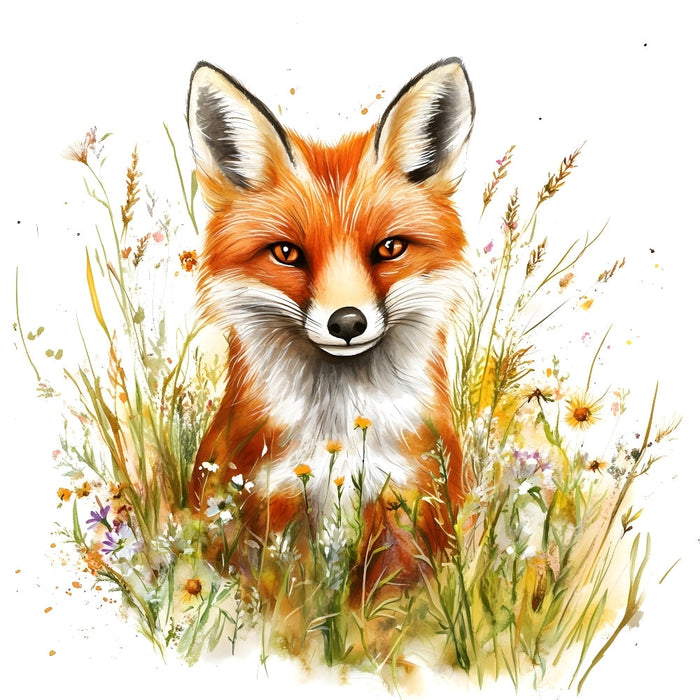Foxes in Wildflowers Fabric Panel 8