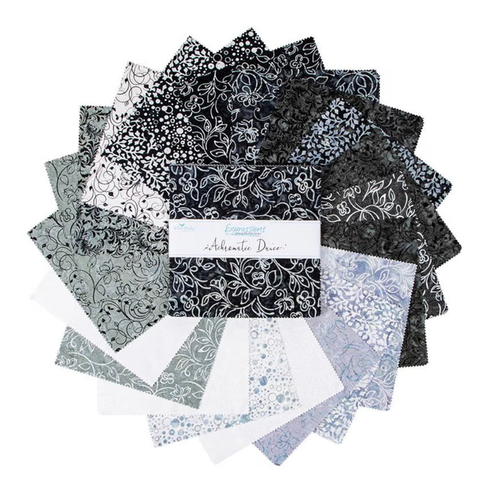 RB Batiks Achromatic Dance 5in Squares, 42pcs