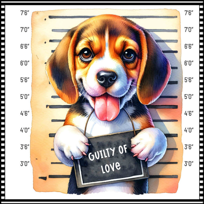 Funny Dog Mugshots Beagle Fabric Panel