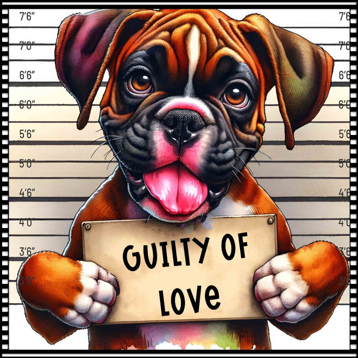 Funny Dog Mugshots Boxer Fabric Panel