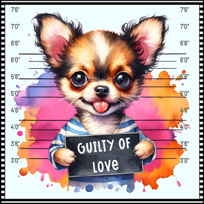 Funny Dog Mugshots Chihuahua Fabric Panel