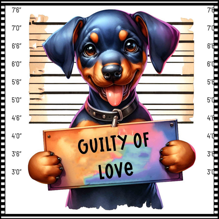 Funny Dog Mugshots Doberman Fabric Panel