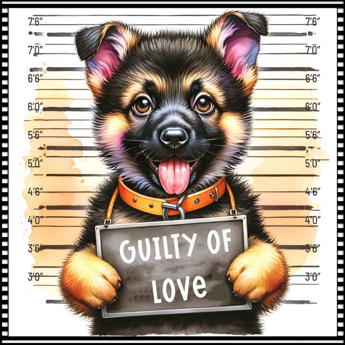 Funny Dog Mugshots German Shepherd Fabric Panel