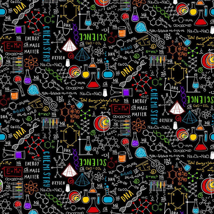 Black Science Cotton 44"/45" Fabric Per Yard